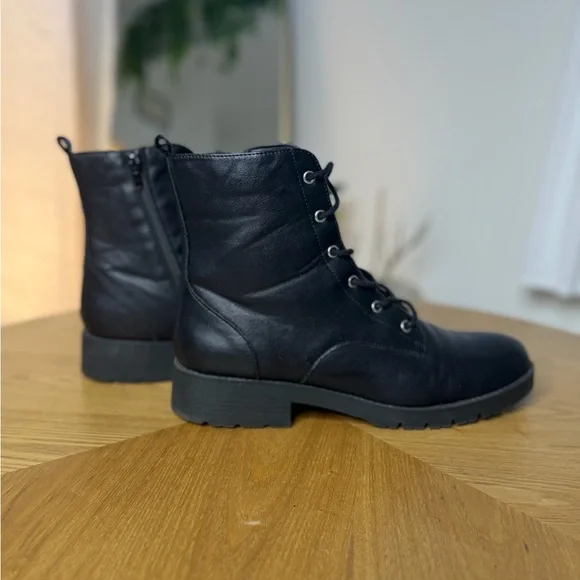 Sun + Stone Dark Leather Combat Boots. - Picture 4 of 4